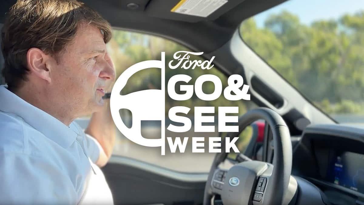 Jim Farley drives using BlueCruise in his F-150 Lightning.